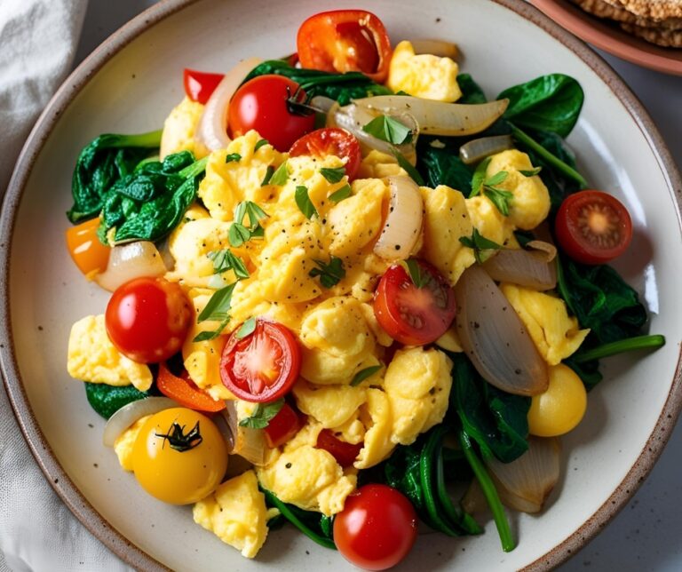 Fluffy Scrambled Eggs with Veggies – A Healthy & Delicious Breakfast!